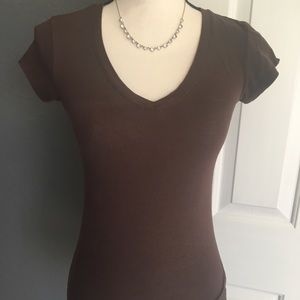 Womens brown Vneck